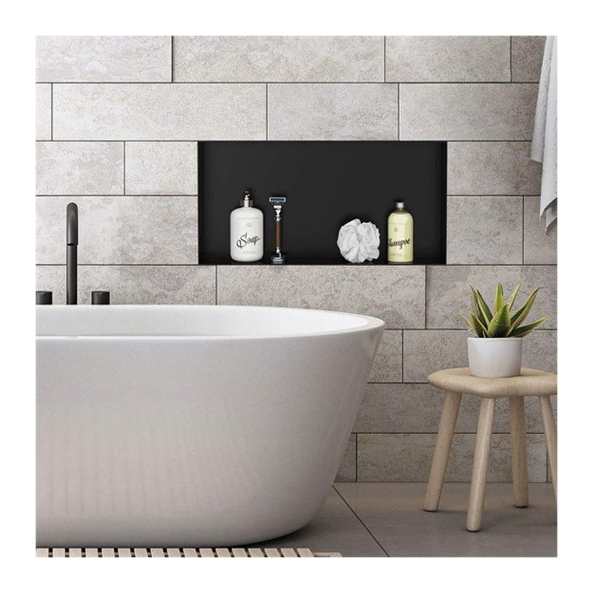 LuxeBath Duschnische aus Edelstahl in Schwarz matt als Unterputz Wandnische und Duschablage, Breite: 60 cm, Tiefe: 30 cm - Bild 1