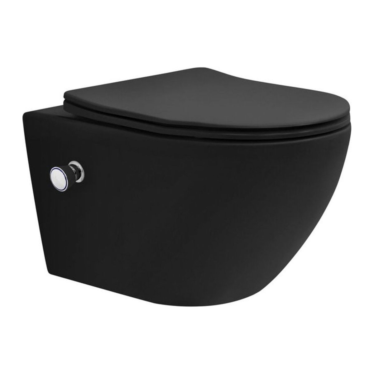 Luxebath Wand-WC mit Bidet-Funktion aus Keramik in Schwarz Matt, spülrandlos mit Softclose-Klodeckel und Tornadospülung, Länge: 53,5 cm - Bild 2