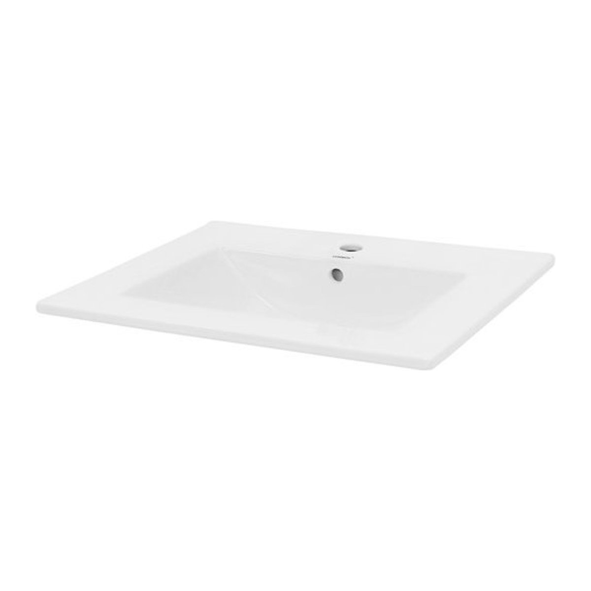 LuxeBath Waschbecken aus Keramik, rechteckig mit Überlauf, Weiß, B/T/H: 61 x 46,5 x 17,5 cm - Bild 1