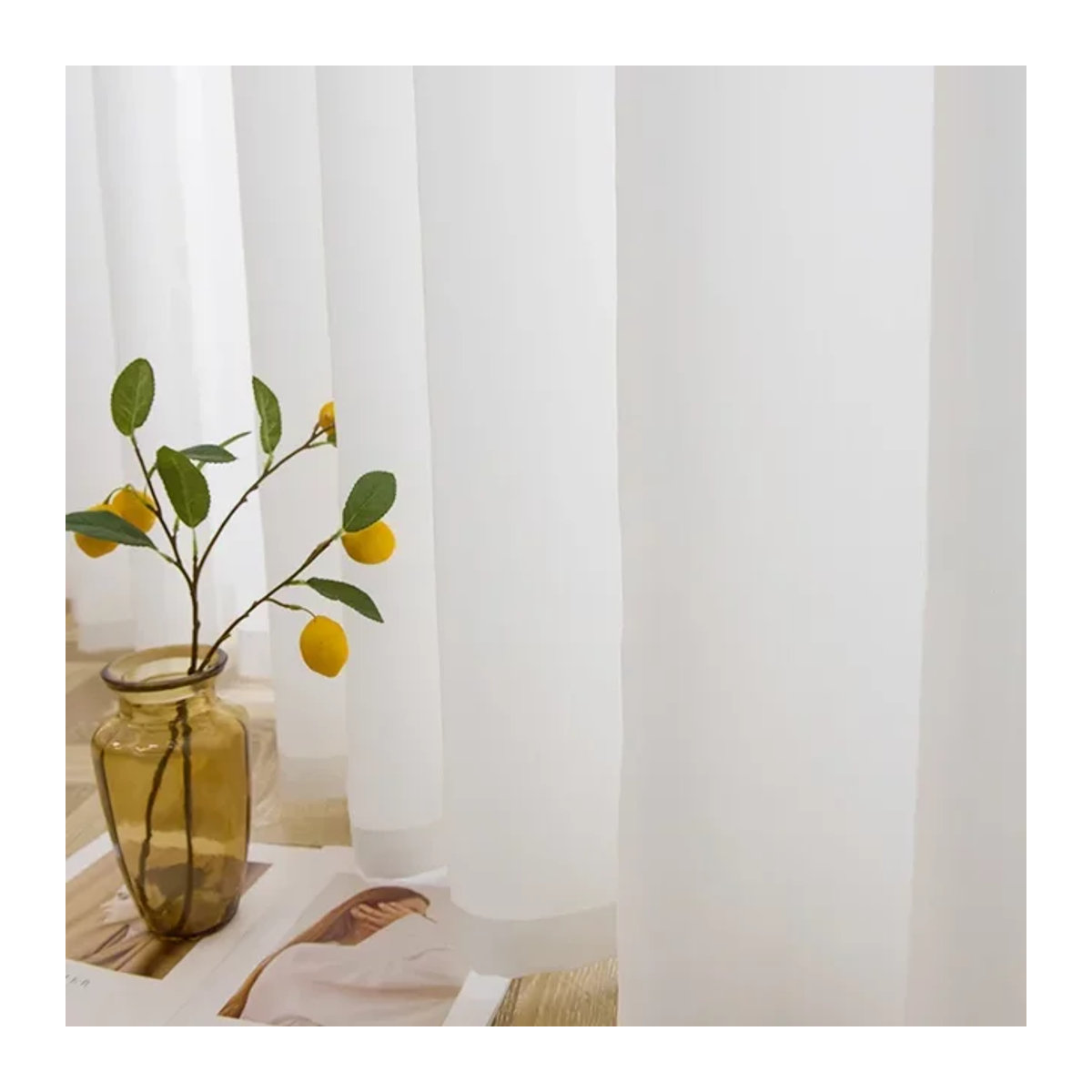 Luxuriöse Chiffon-Fenstervorhänge von JESSANS in Weiß mit lichtfilternder Funktion für Schlafzimmer und Wohnzimmer - Bild 1