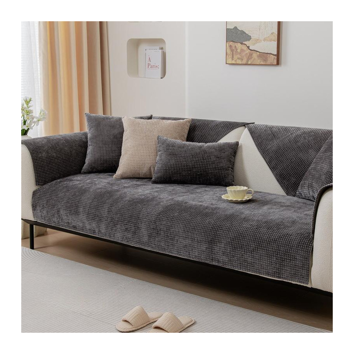 Luxuriöser Chenille-Kissenbezug für dein Sofa, rutschfest und modern, B/T/H: 70 x 70 x 0 cm - Bild 1