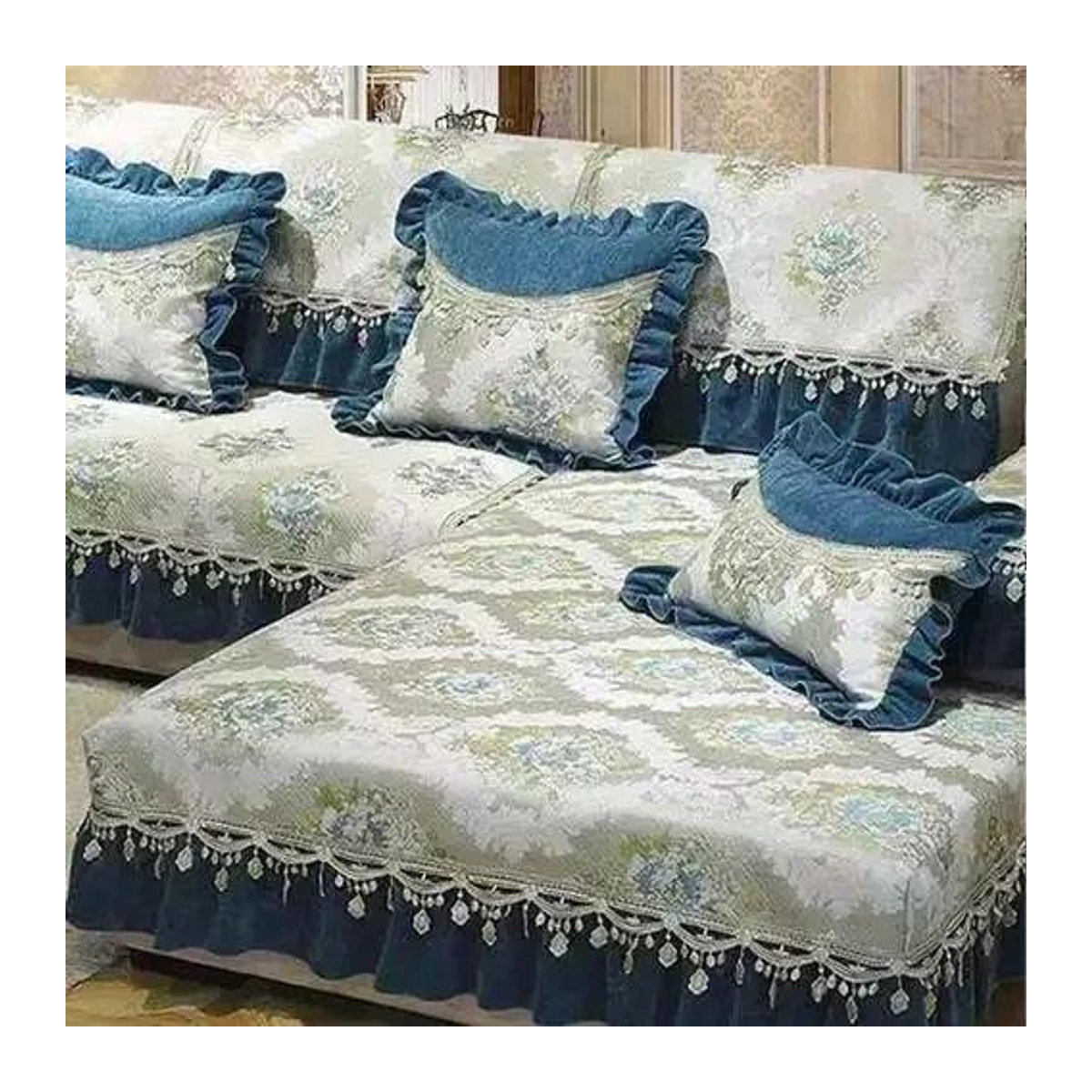 Luxuriöser Chenille Sofabezug im europäischen Stil, rutschfest und staubdicht, B/T/H: 70 x 30 x 18 cm - Bild 1
