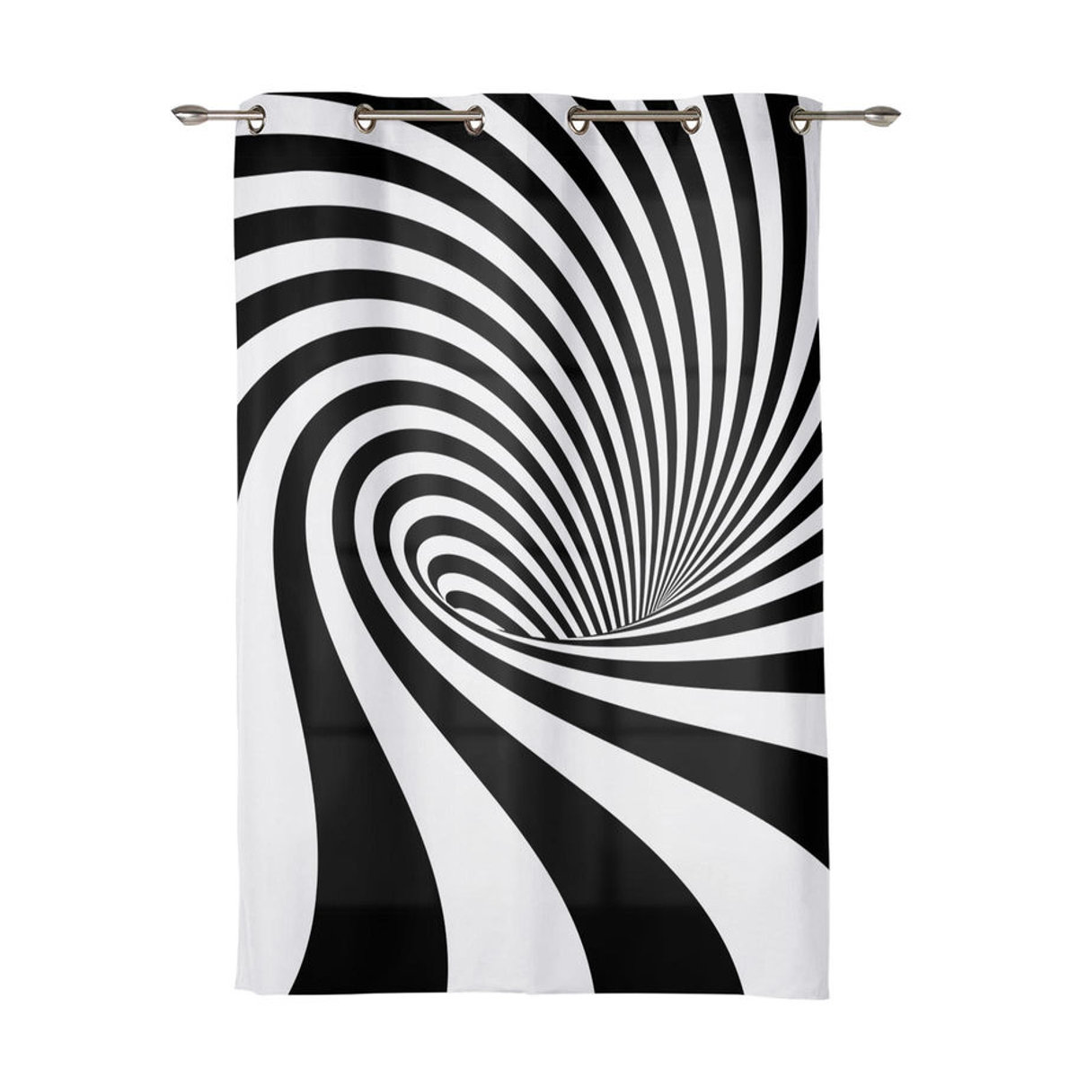 Luxuriöser halbtransparenter Fenstervorhang mit abstraktem Streifenmuster in Schwarz-Weiß, Breite: 135 cm, Höhe: 60 cm - Bild 2