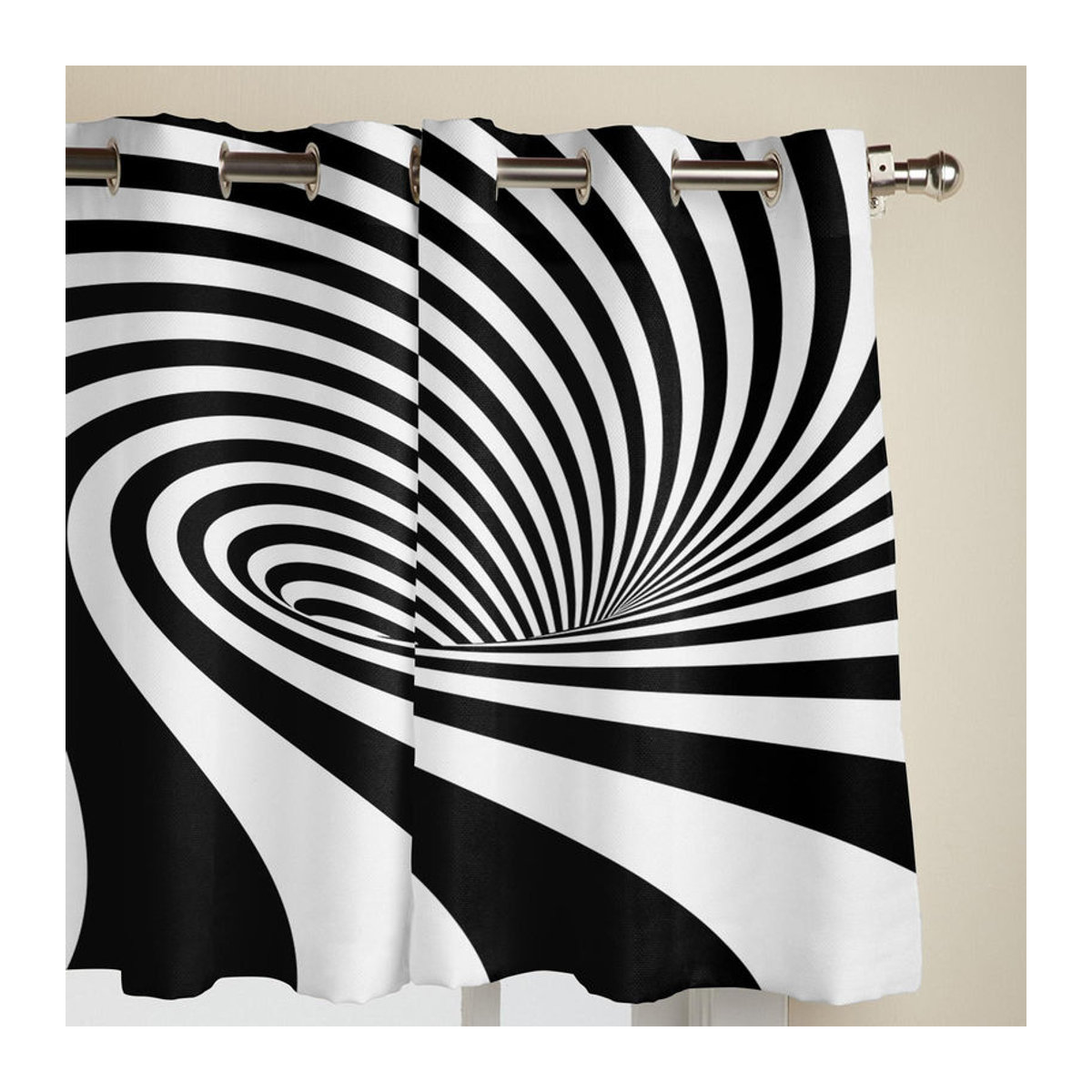 Luxuriöser halbtransparenter Fenstervorhang mit abstraktem Streifenmuster in Schwarz-Weiß, Breite: 135 cm, Höhe: 60 cm - Bild 3