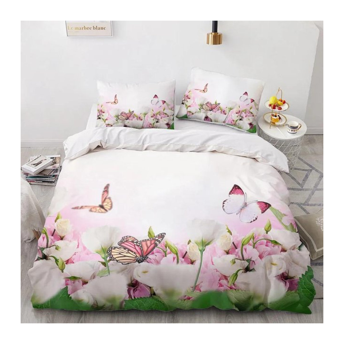 Luxuriöses 3D-Bettwäscheset Your Warm Home in Weiß mit Reißverschluss, 3-teiliges Doppelbett-Bettwäscheset, B/H: 240 x 210 cm - Bild 1