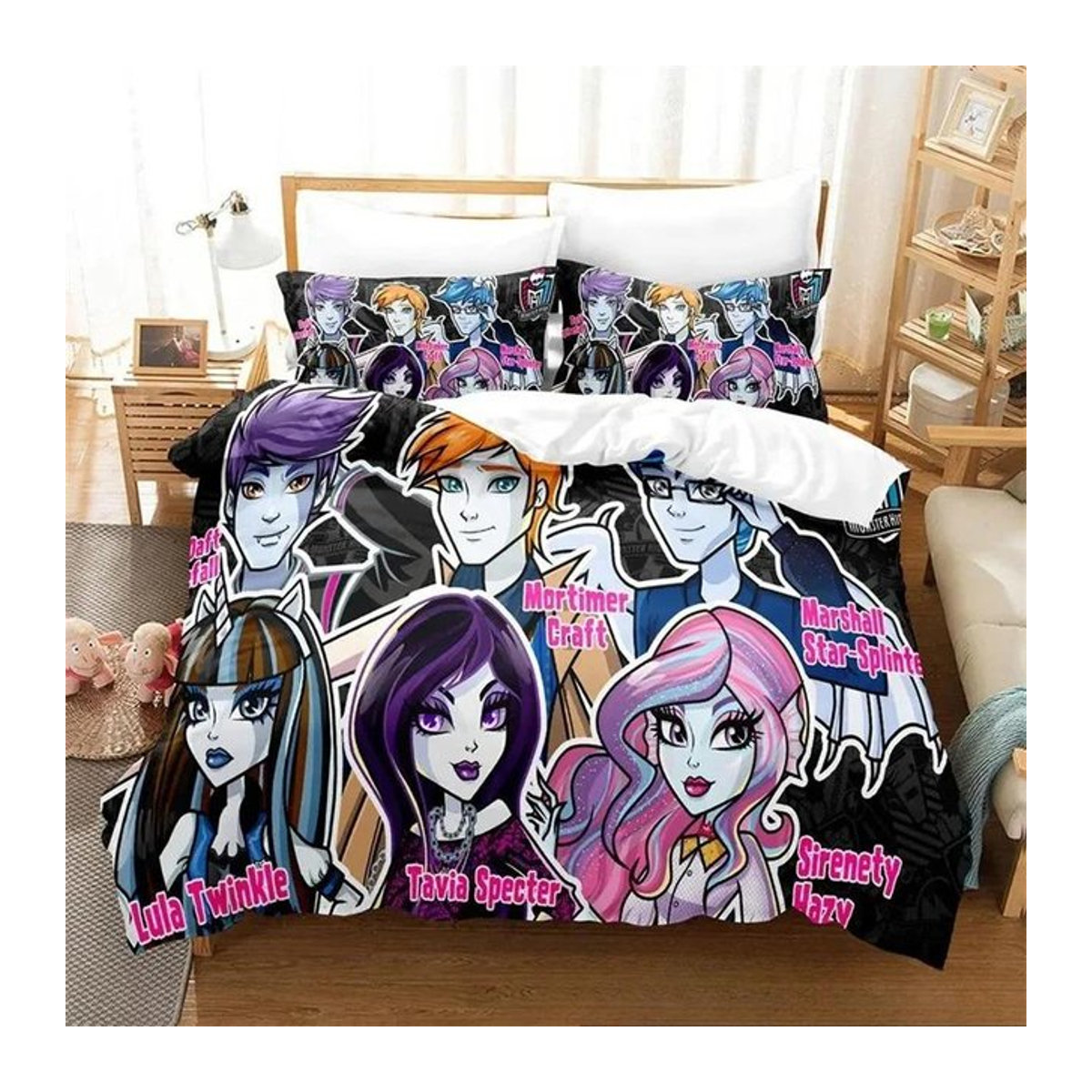 Luxuriöses Bettwäsche-Set Personality Monster Cartoon mit Bettbezug und Bettdecke, Multicolor, B/H: 70 x 133 cm, 2-teilig - Bild 1