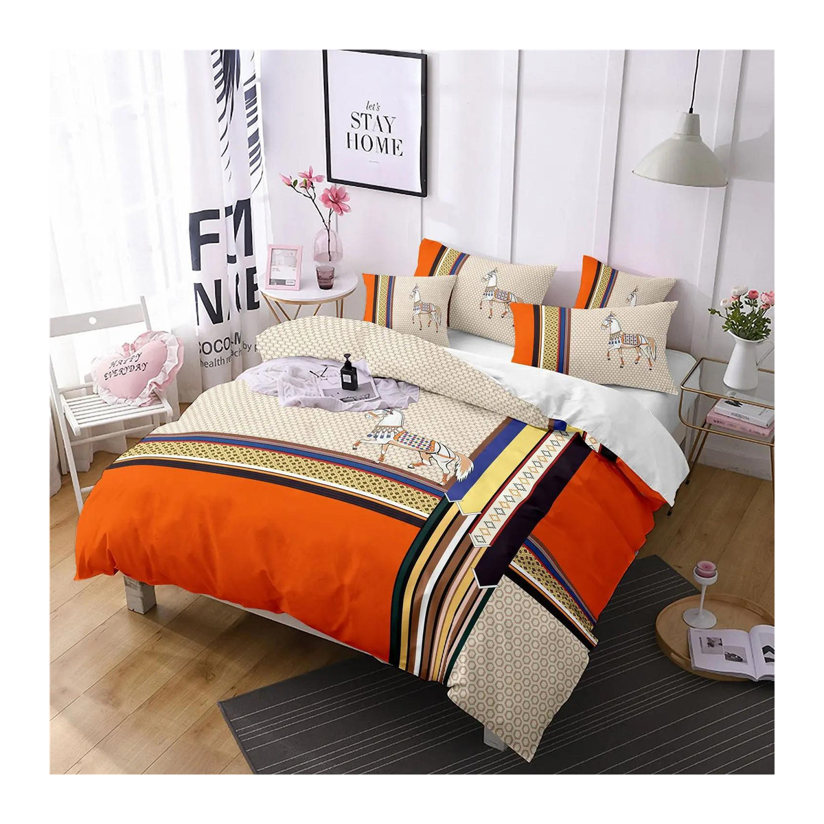 Luxus-Bettwäsche-Set mit 3D-Druck aus weichem Polyester inklusive Kissenbezügen und Reißverschluss, US King, B: 264 cm, H: 229 cm - Bild 2