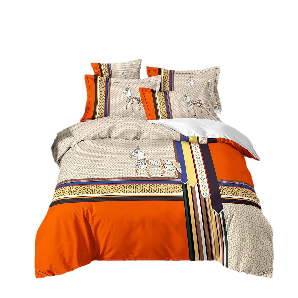 Luxus-Bettwäsche-Set mit 3D-Druck aus weichem Polyester inklusive Kissenbezügen und Reißverschluss, US King, B: 264 cm, H: 229 cm - Bild 4