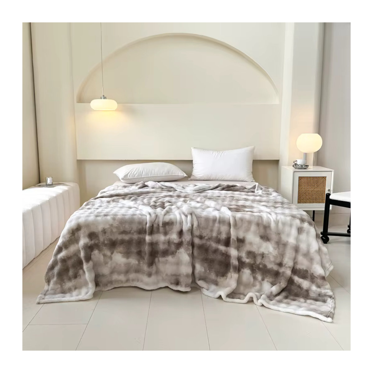 Luxus Cloud Ombre Fleece Decke in Grey coffee, weiche Tie-Dye Bubble Decke mit 310 gsm - Bild 1