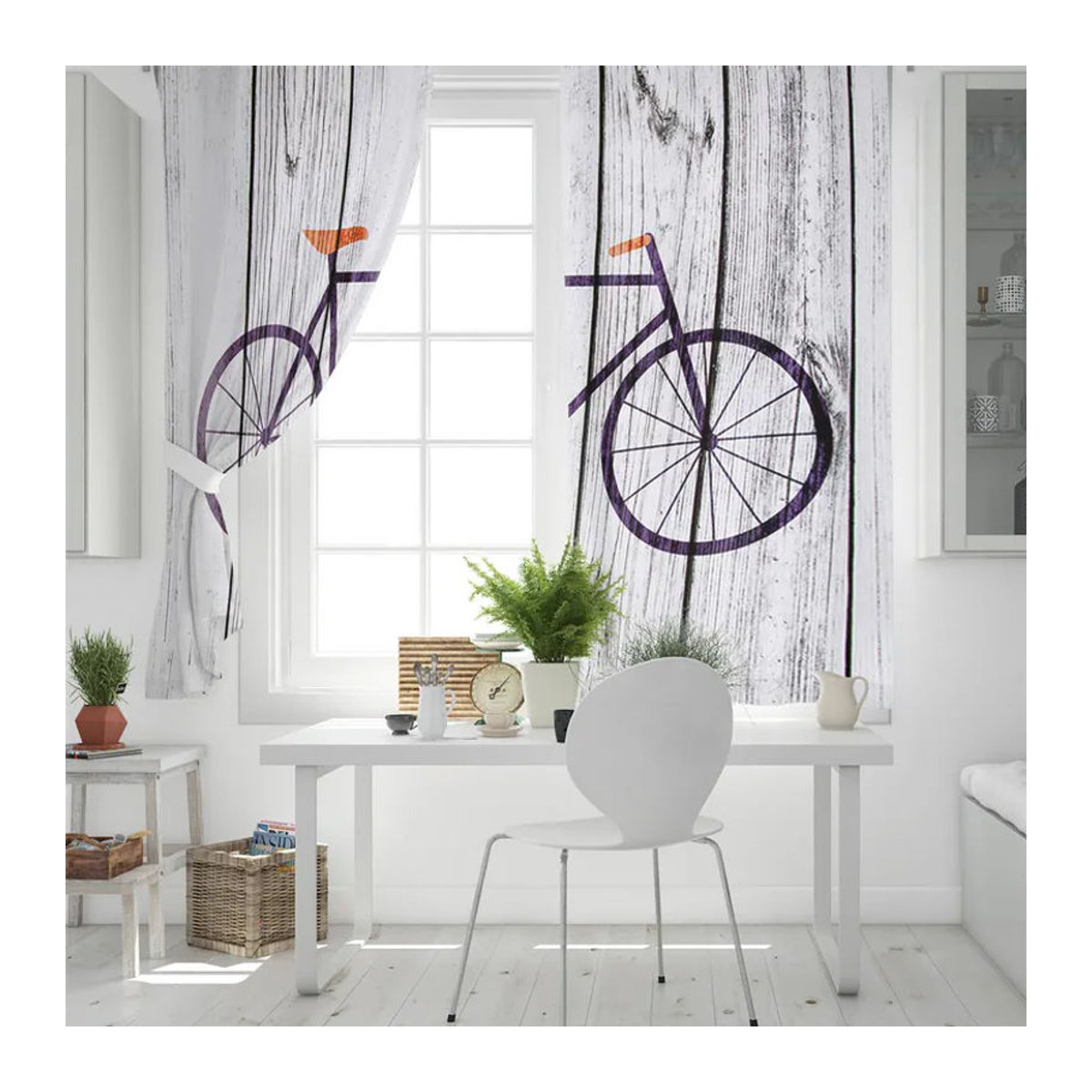 Luxus Fahrrad Vorhänge für Wohnzimmer und Schlafzimmer halbtransparent B: 135 cm, H: 60 cm - Bild 4