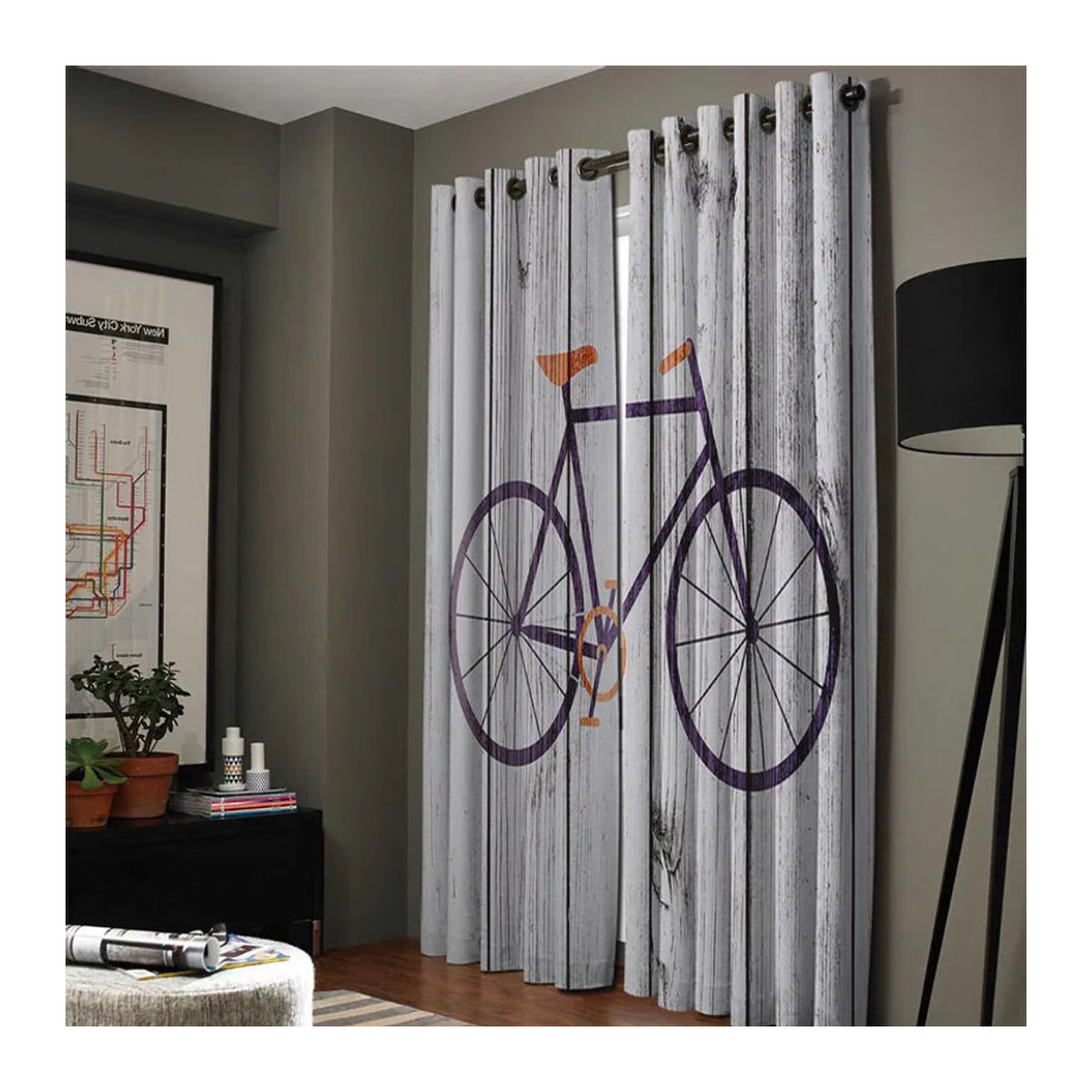 Luxus Fahrrad Vorhänge für Wohnzimmer und Schlafzimmer halbtransparent B: 135 cm, H: 60 cm - Bild 5