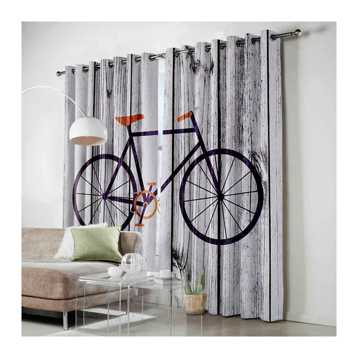 Luxus Fahrrad Vorhänge für Wohnzimmer und Schlafzimmer halbtransparent B: 135 cm, H: 60 cm - Bild 6