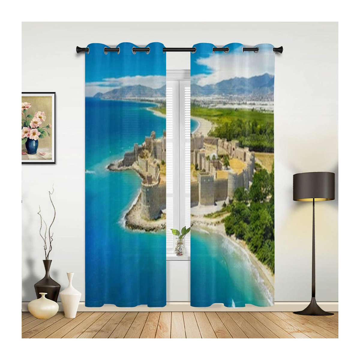 Luxus Fensterdekoration mit Stadtansicht Türkei für Wohnzimmer und Schlafzimmer, halbtransparent, B: 135 cm, H: 60 cm - Bild 3