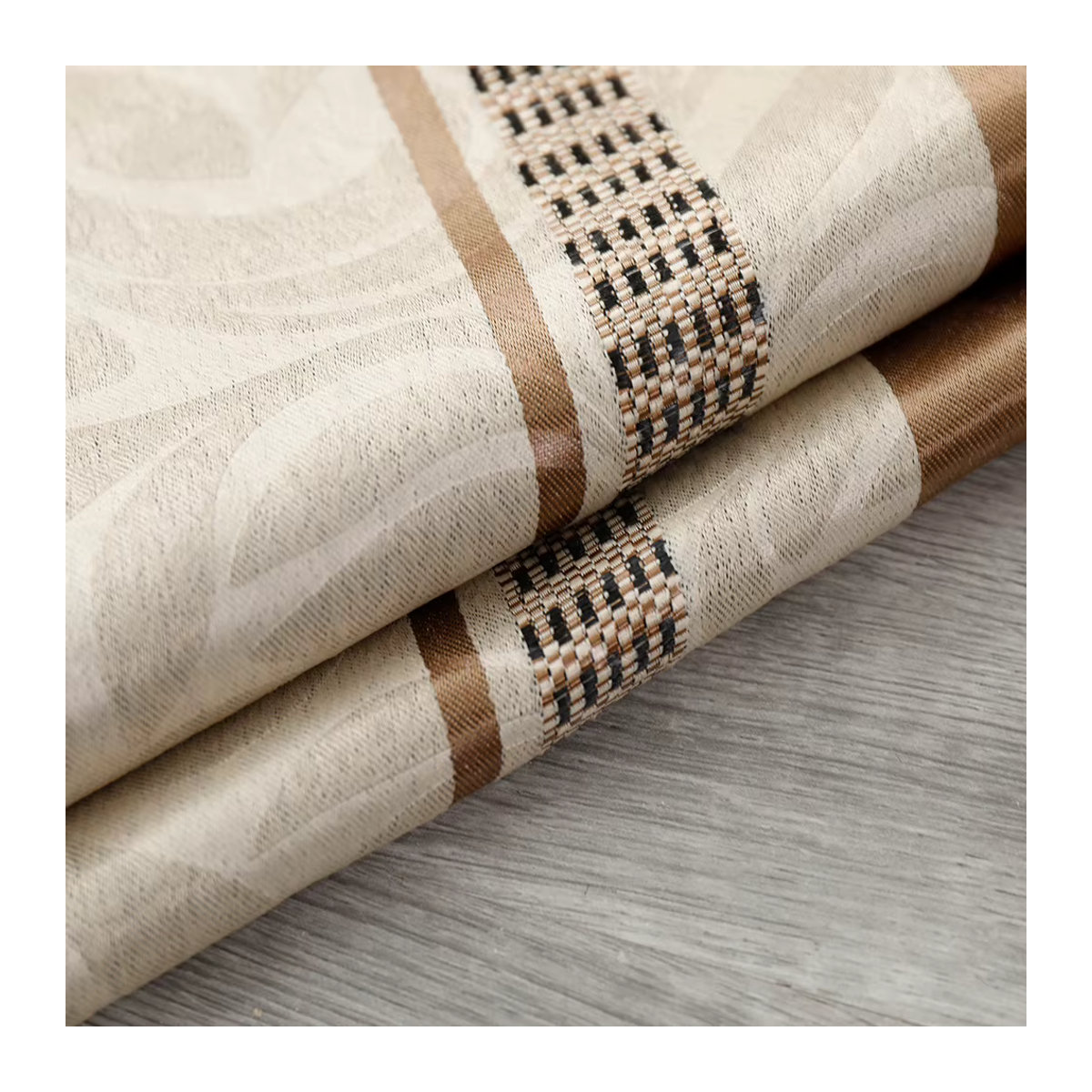 Luxus Jacquard Vorhang mit Streifenmuster von Composite Craft in Gold und Beige, lichtfilternd und beschattend für Wohnzimmer und Schlafzimmer - Bild 4