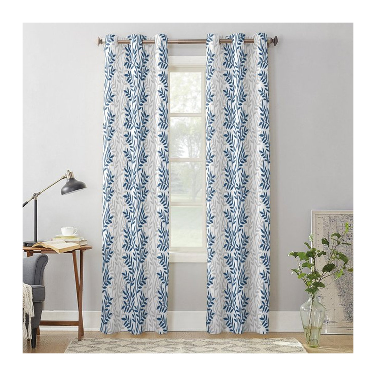 Luxus moderne Blatt Farbverlauf Vorhänge halbtransparent für Wohnzimmer Schlafzimmer und Küche B: 135 cm, H: 60 cm - Bild 1