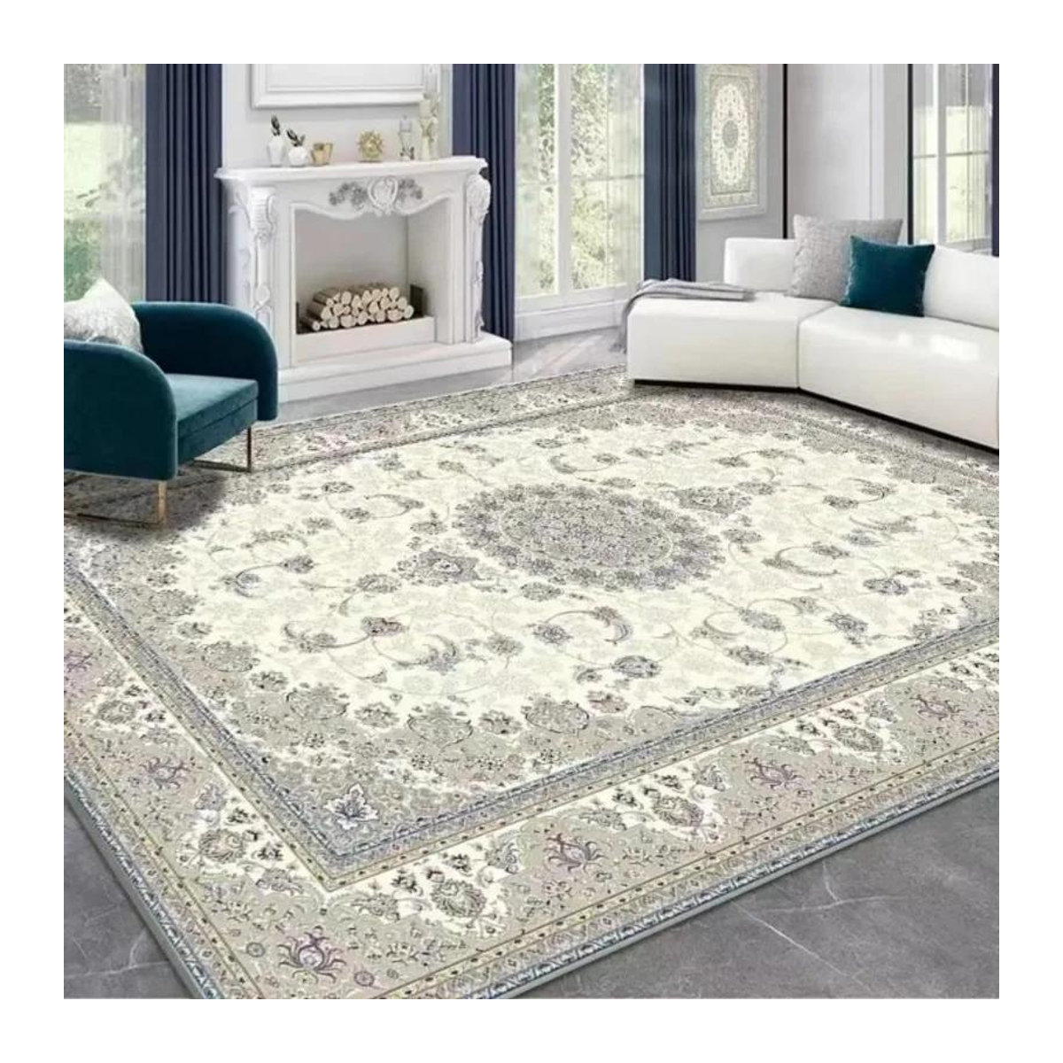 Luxus Perserteppich im böhmischen Nationalstil als Wohnzimmerteppich und Heimmatte, B/T: 90 x 60 cm - Bild 1
