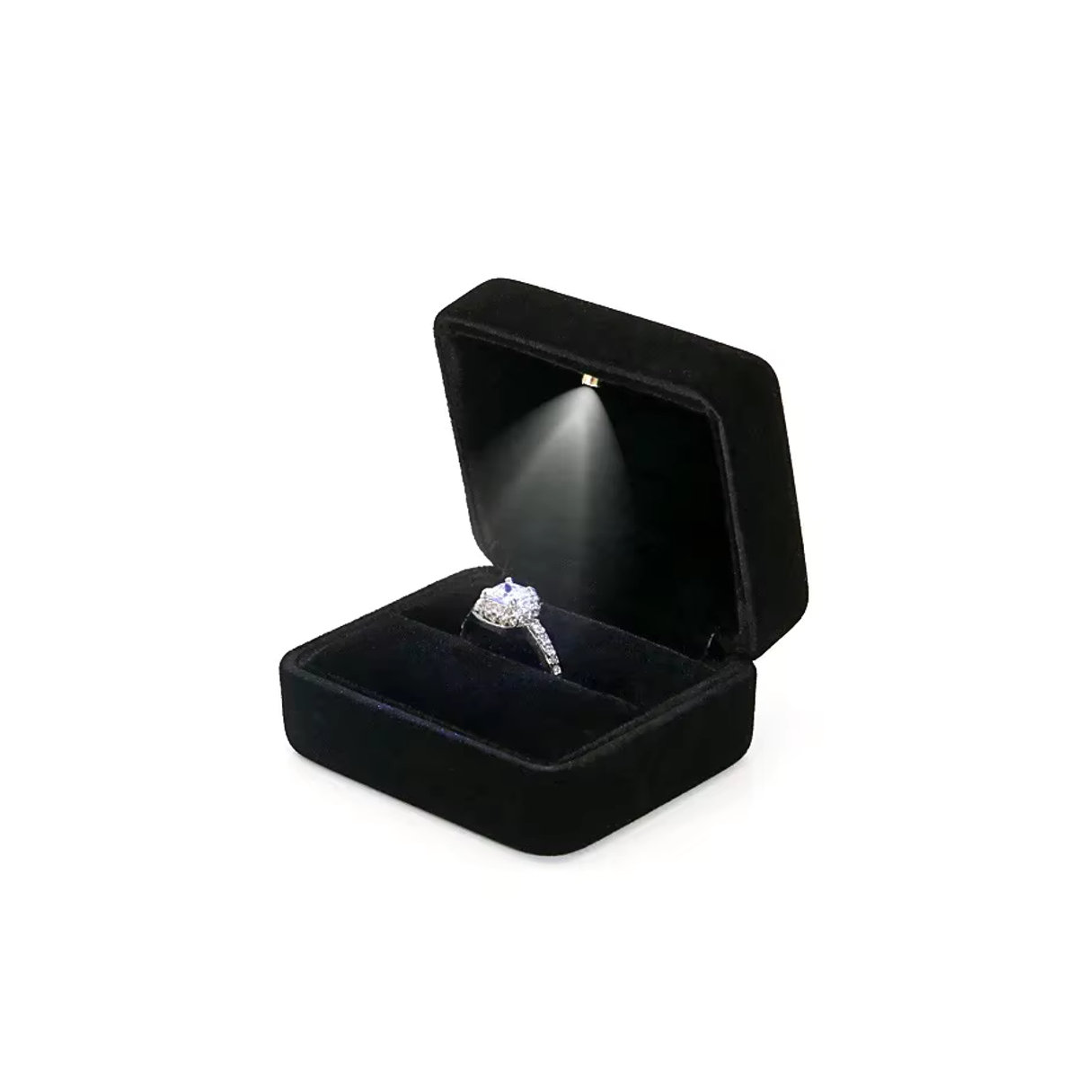 Luxus Ring Box mit LED-Lichtern in Rot für Verlobung, Hochzeit und Schmuckpräsentation - Bild 4
