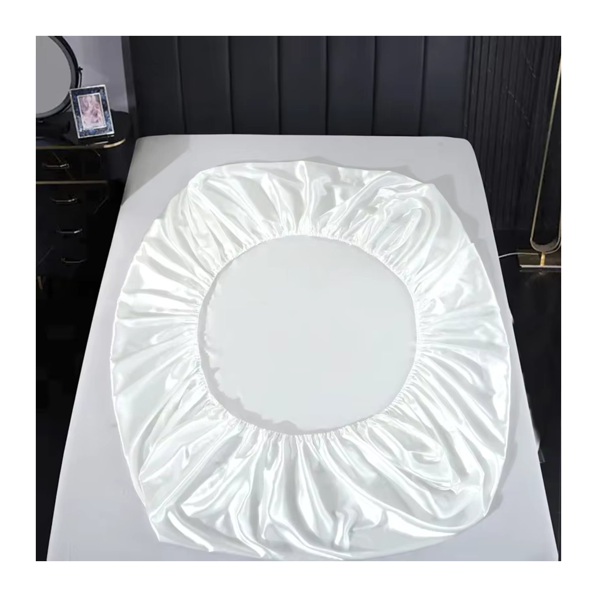Luxus Satin Spannbettlaken von CHA YU PAI in Weiß für Single, Double, Queen und King Size mit Gummiband - Bild 2
