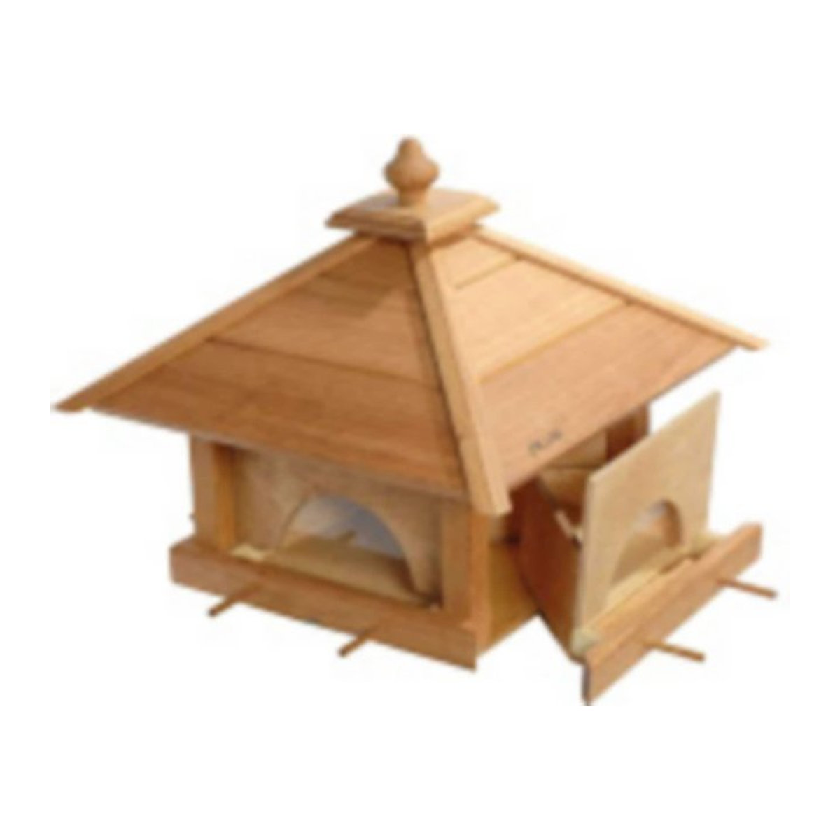 Luxus Vogelfutterhaus aus Eiche Natur mit 4 Schubladen, Silo und Anflugstangen, B/T/H: 49 x 49 x 39 cm - Bild 1