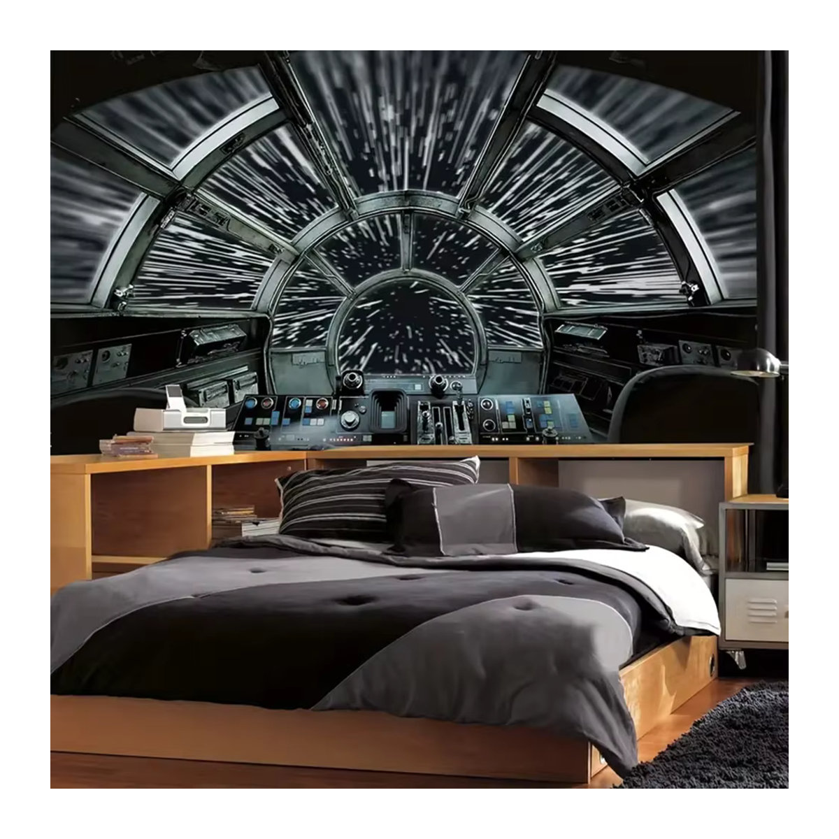 LVJIA Sci-Fi Space Planet Wandteppich aus Polyester in Schwarz als rechteckiger Wandbehang für deine Heimdekoration - Bild 2