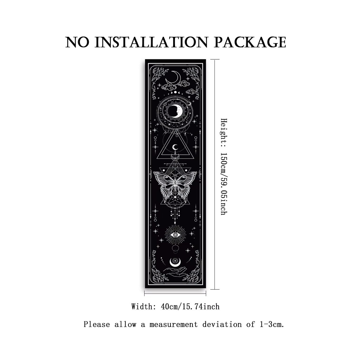 LVJIA Wandteppich Gothic Witchy Sun & Moon mit Schmetterling in Schwarz-Weiß, Ästhetischer Wandbehang für Wohnzimmer und Schlafzimmer, B/H: 40 x 40 cm - Bild 4
