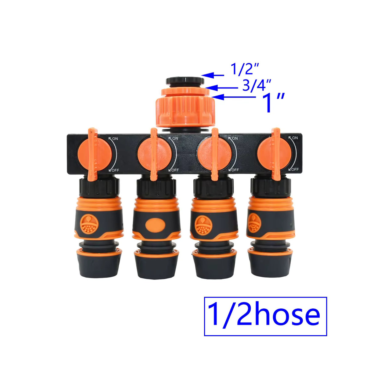 LWHRR 4-Wege Garten Wasserverteiler mit 4 Auslässen, Schlauchadapter in Orange, 16mm und 20mm Anschlüsse - Bild 2