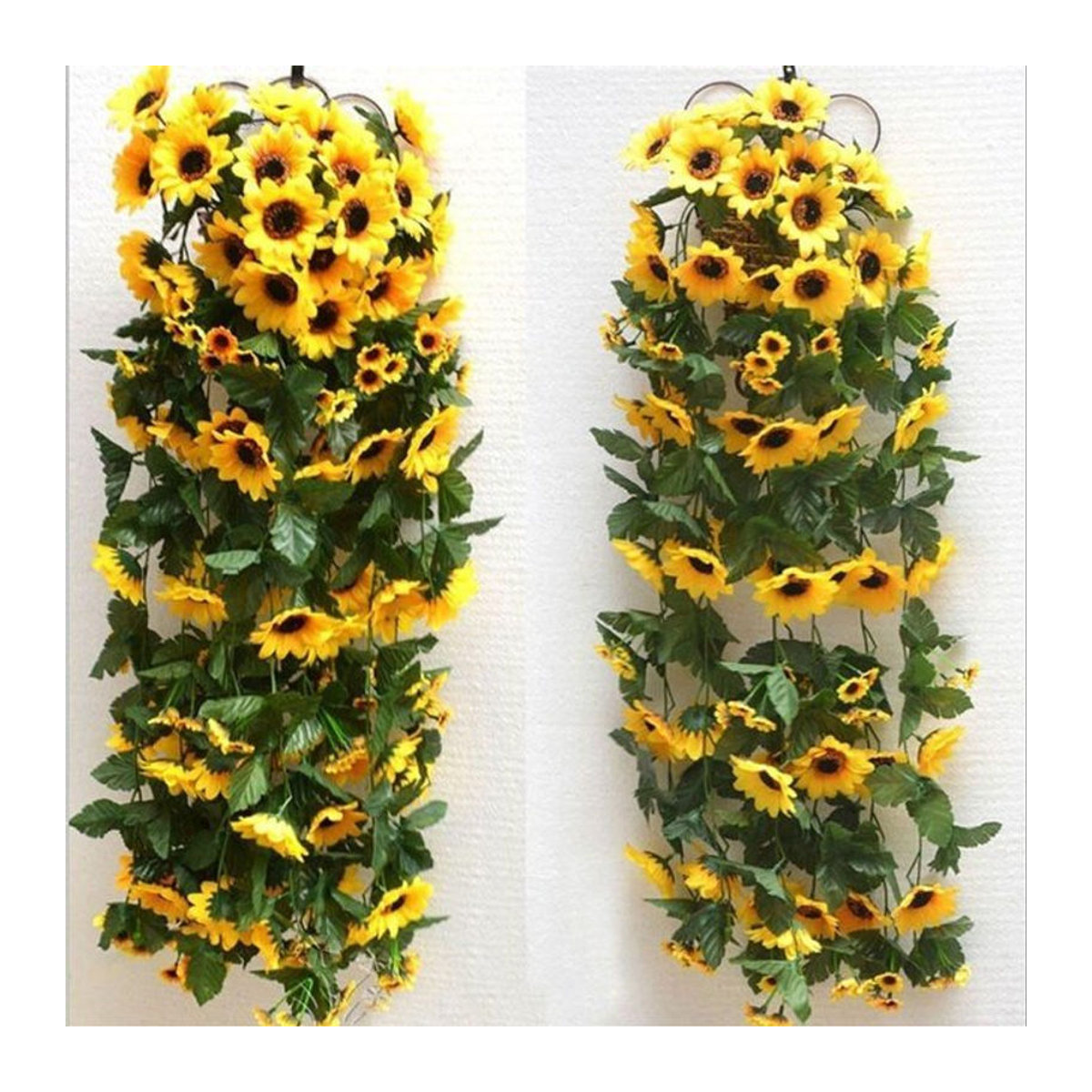 LY Home&Kitchen 050 Künstliche Sonnenblumen-Girlande aus Seide in Gelb und Grün für Hochzeiten und Dekorationen - Bild 1