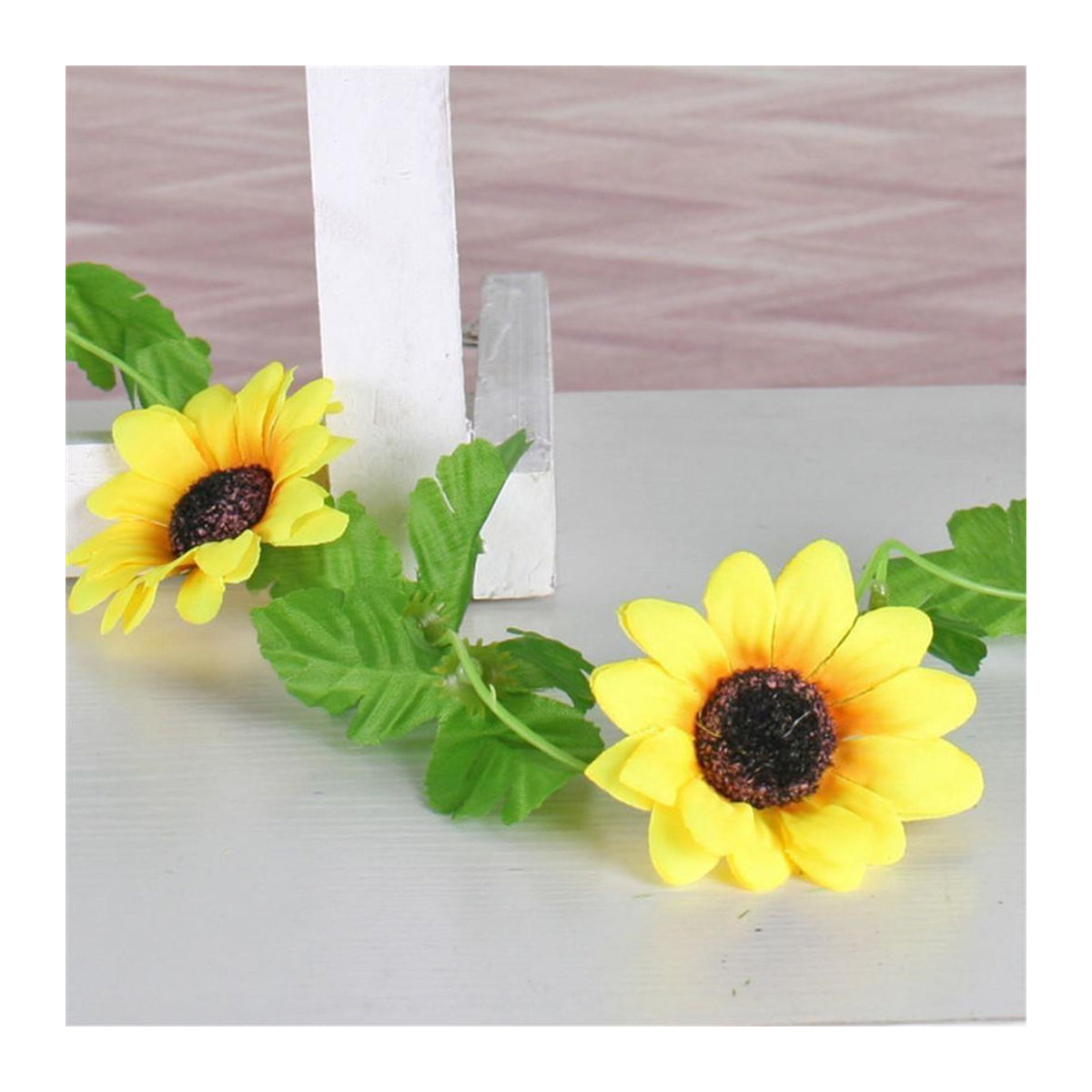 LY Home&Kitchen 050 Künstliche Sonnenblumen-Girlande aus Seide in Gelb und Grün für Hochzeiten und Dekorationen - Bild 6
