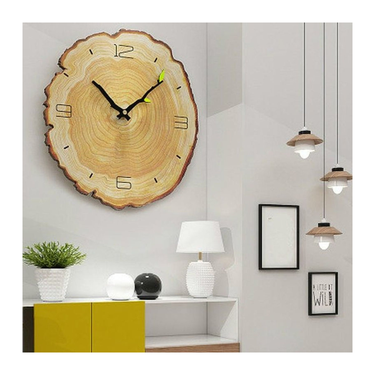 LY Home&Kitchen 050 Vintage Wanduhr aus Holz in Braun, 33 cm Durchmesser, geräuschlos und rund - Bild 1