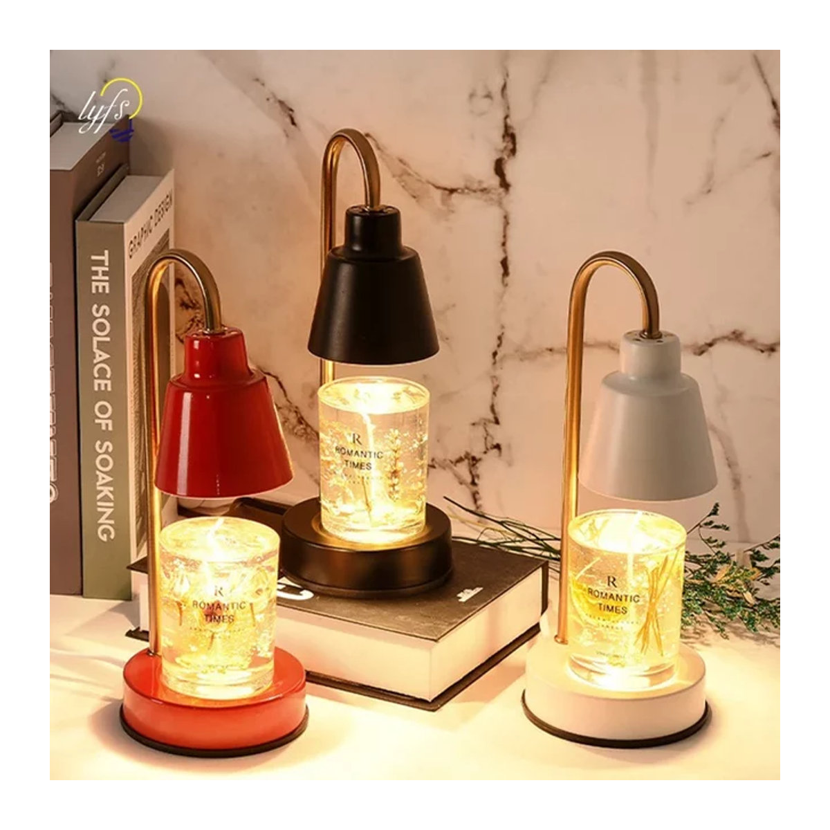 Lyfs LED Aroma Therapiewachs-Schmelzlampe im skandinavischen Design für Schlafzimmer und Schreibtisch, Schwarz/Weiß - Bild 1