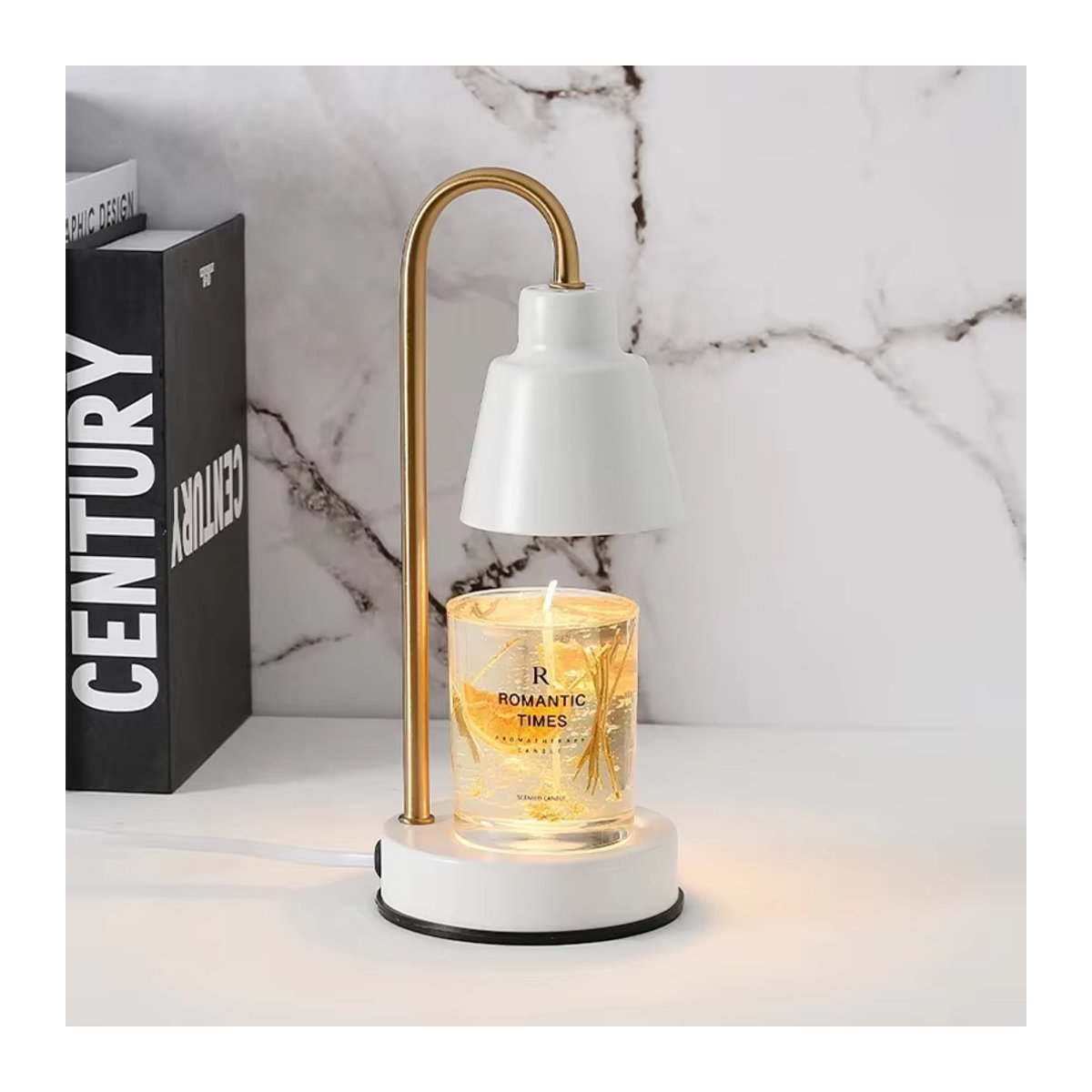 Lyfs LED Aroma Therapiewachs-Schmelzlampe im skandinavischen Design für Schlafzimmer und Schreibtisch, Schwarz/Weiß - Bild 3