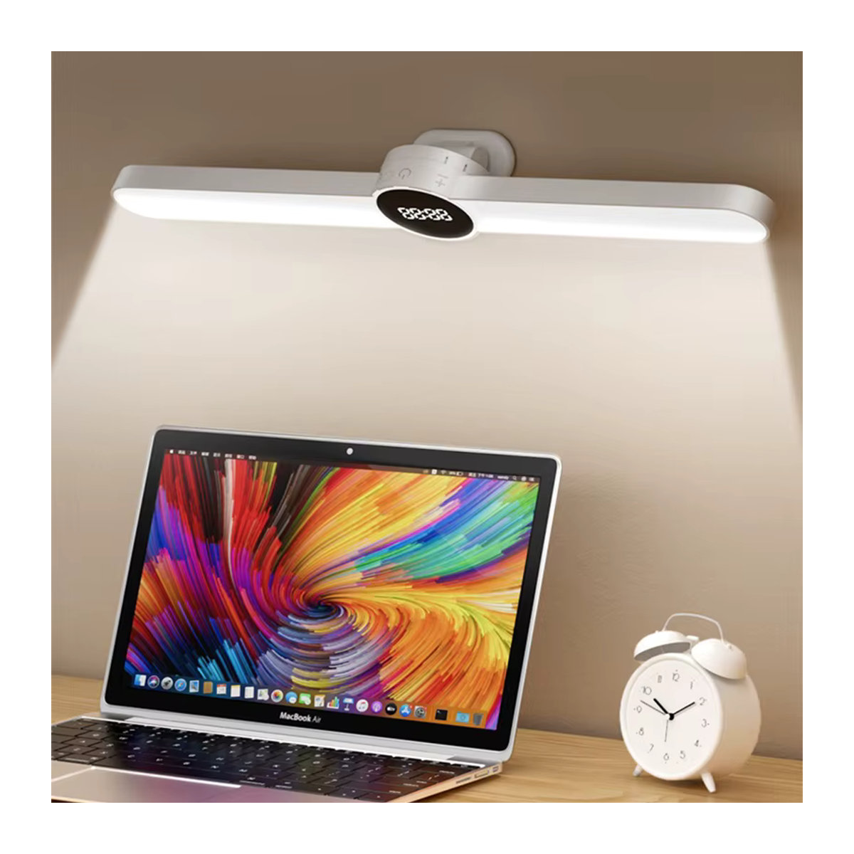 Lyfs LED Möbelbeleuchtung in Weiß mit magnetischer Uhr und stufenloser Dimmfunktion, USB wiederaufladbare Schreibtischlampe und Nachtlicht - Bild 3
