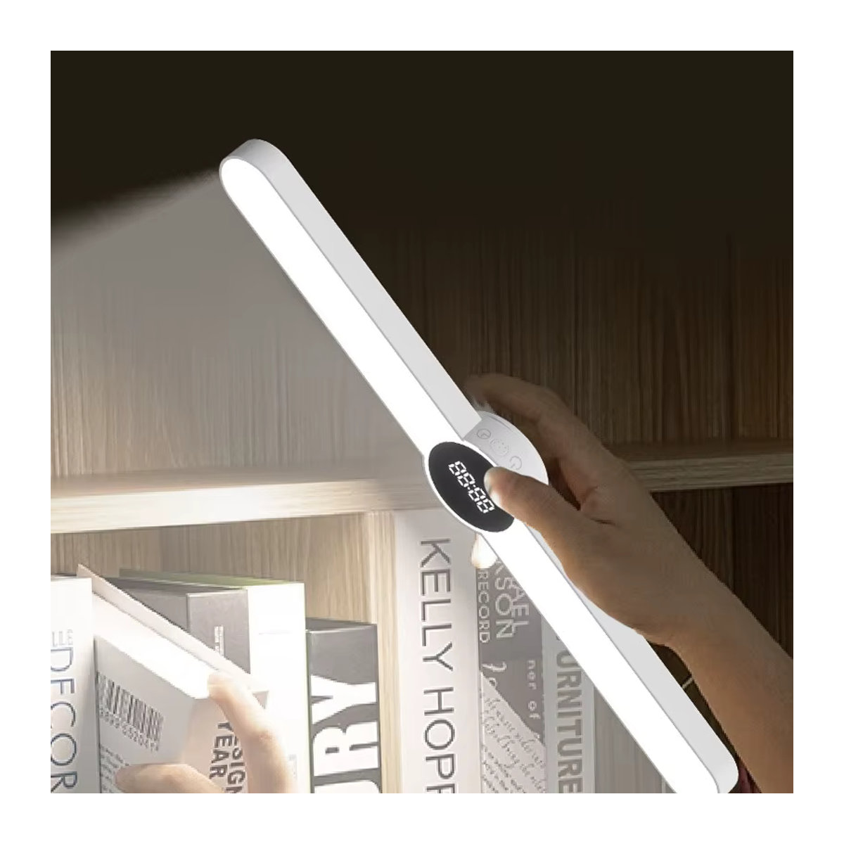 Lyfs LED Möbelbeleuchtung in Weiß mit magnetischer Uhr und stufenloser Dimmfunktion, USB wiederaufladbare Schreibtischlampe und Nachtlicht - Bild 4