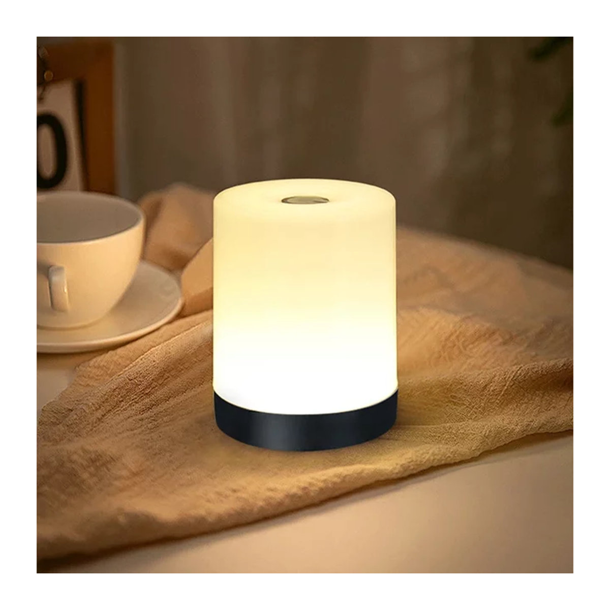 Lyfs LED Nachtlicht Weiß – Stufenlos dimmbare Touch Tischlampe im minimalistischen Design mit USB-Anschluss - Bild 1