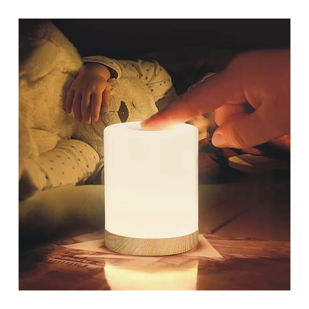 Lyfs LED Nachtlicht Weiß – Stufenlos dimmbare Touch Tischlampe im minimalistischen Design mit USB-Anschluss - Bild 2