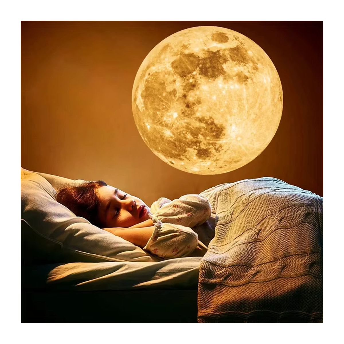 Lyfs Mond Licht Lampe Schwarz Minimalistische Tischlampe mit Planeten Projektion als Atmosphäre Nachtlicht für dein Schlafzimmer - Bild 5