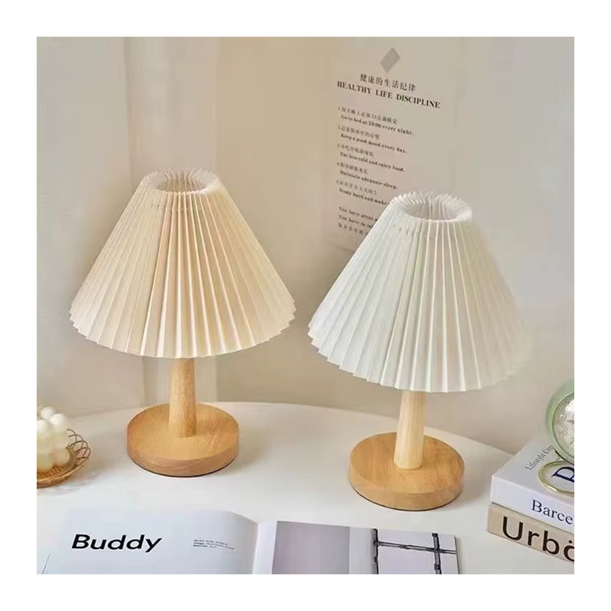 Lyfs Nordic LED Tischlampe aus Holz im Retro-Design mit USB-Anschluss in Natur - Bild 4