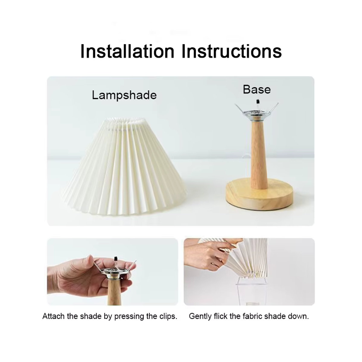 Lyfs Nordic Plissee Tischlampe DIY Faltbar in Natur mit USB und 220V Anschluss für Schlafzimmer und Dekoration - Bild 5