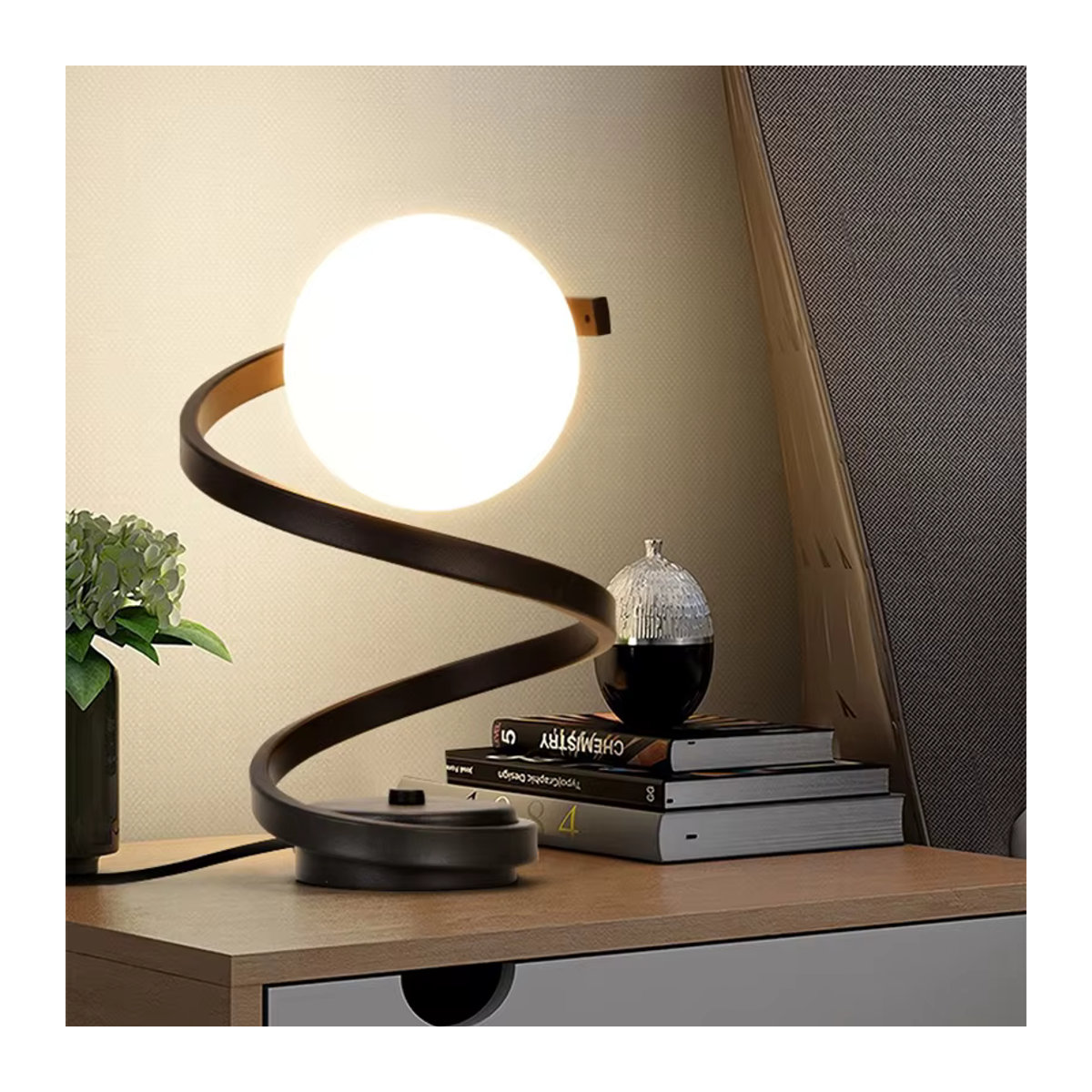 Lyfs Retro LED Tischlampe aus Glas in Schwarz für Wohnzimmer und Schlafzimmer - Bild 2
