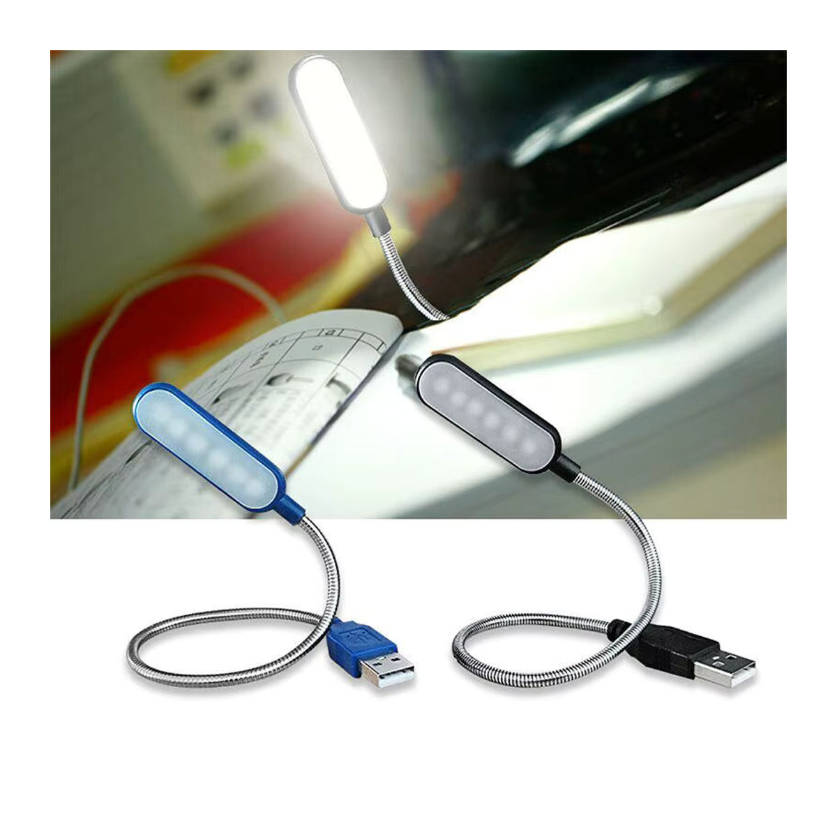 Lyfs Tragbare USB-LED-Leseleuchte in Schwarz mit minimalistischem Acryl-Design für Laptop und Notebook - Bild 2