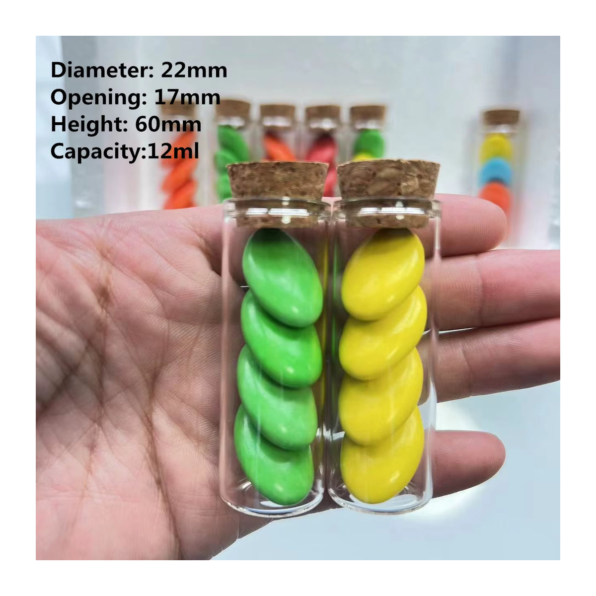 LYGIL Glasflasche für Hochzeit und Dragees, transparent, B/T/H: 1,7 x 2,2 x 6,0 cm, 12 ml - Bild 6