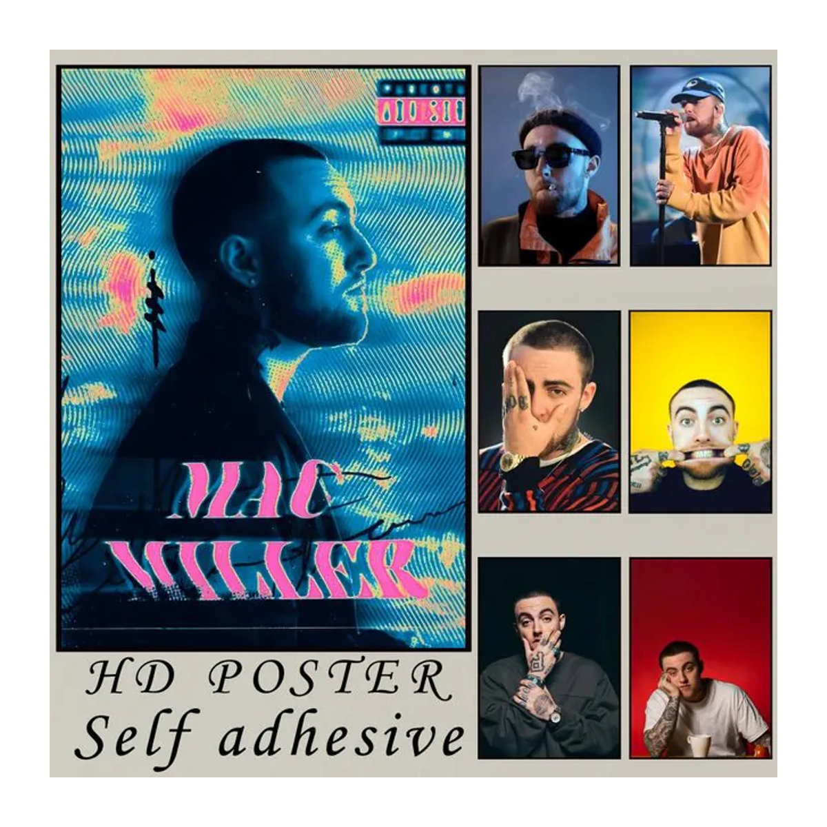 M-millerS Mac Rapper Poster Wandkunst in Mehrfarbig und Weiß, Rechteckiges Abstract Design auf Papier für dein Zuhause - Bild 1