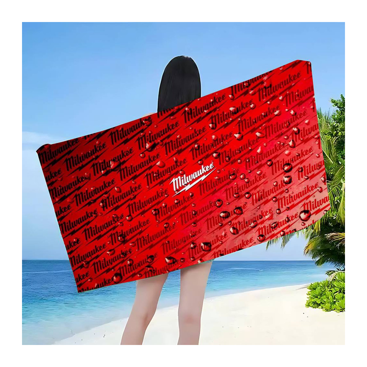M-Milwaukees Strandtuch aus Mikrofaser in Weiß, schnelltrocknend und super saugfähig, B: 95 cm, H: 135 cm - Bild 2