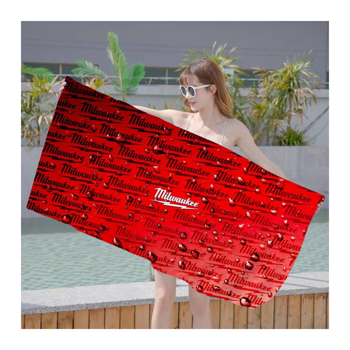 M-Milwaukees Strandtuch aus Mikrofaser in Weiß, schnelltrocknend und super saugfähig, B: 95 cm, H: 135 cm - Bild 4