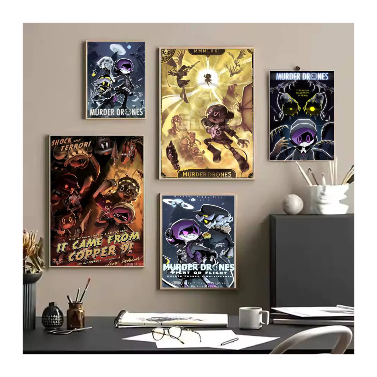 M-Murder Drohnen Spiel Wandkunst Poster, Wasserdichter Aufkleber in Schwarz und Mehrfarbig für Wohnzimmer und Schlafzimmer - Bild 2