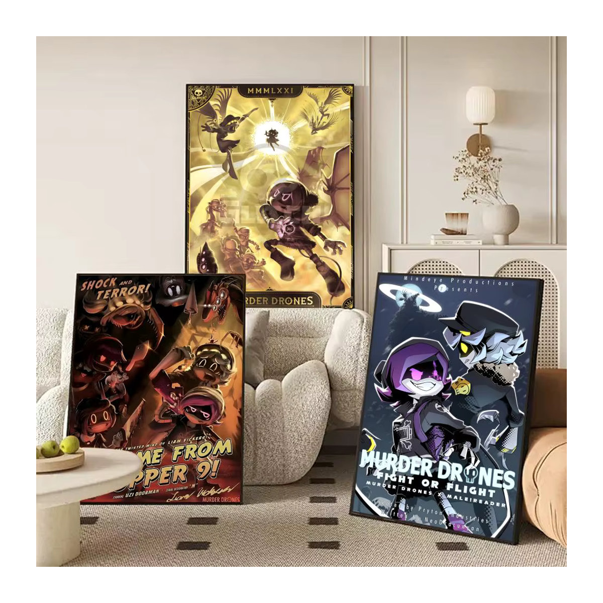 M-Murder Drohnen Spiel Wandkunst Poster, Wasserdichter Aufkleber in Schwarz und Mehrfarbig für Wohnzimmer und Schlafzimmer - Bild 3