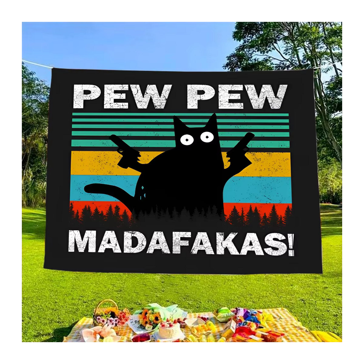 MADAFAKAS Geburtstag Party Banner Hintergrund in Schwarz mit Vintage-Streifen-Design, Rechteckig, B: 120 cm, H: 70 cm - Bild 6