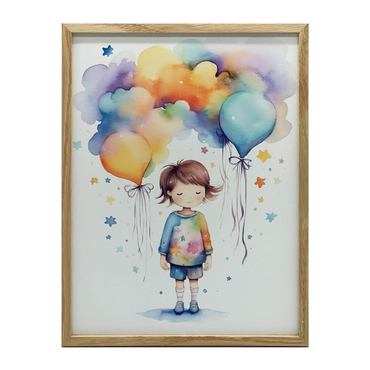 Mädchen Mit Luftballons Wandbild von iKable mit schwarzem Aluminiumrahmen, B/H: 30 x 40 cm - Bild 1