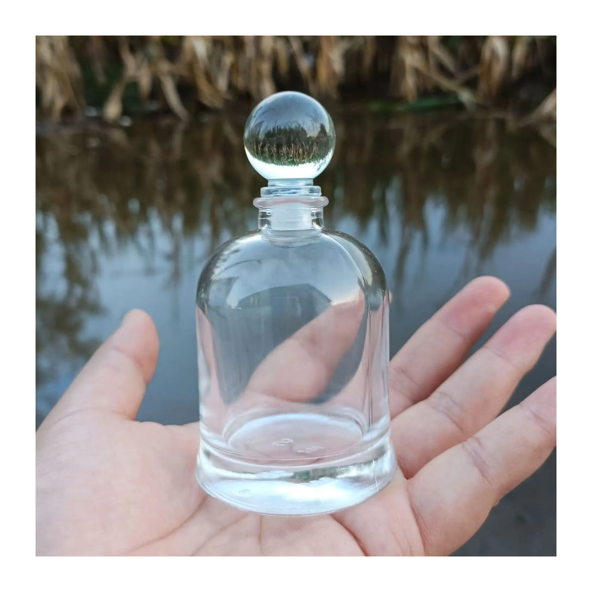 Magic Season Dekorative Glasflasche mit Glas-Flüssigkeitsstopfen, transparent, rund, 75 ml - Bild 3