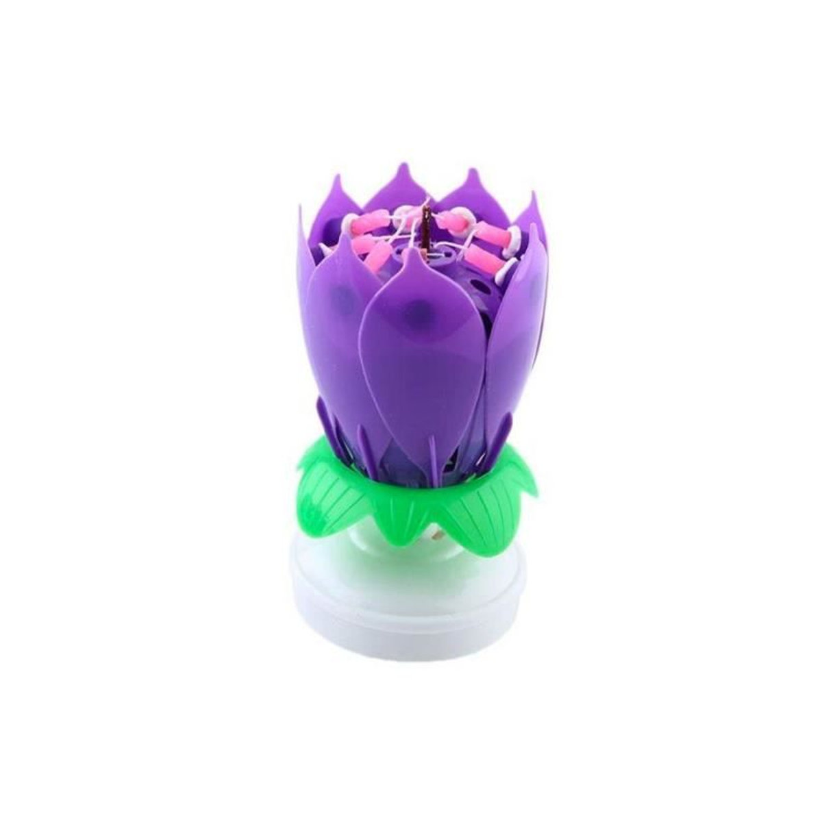 Magische musikalische Geburtstagskerze von SHOP-STORY in Violett mit Blumenform und Drehfunktion - Bild 1